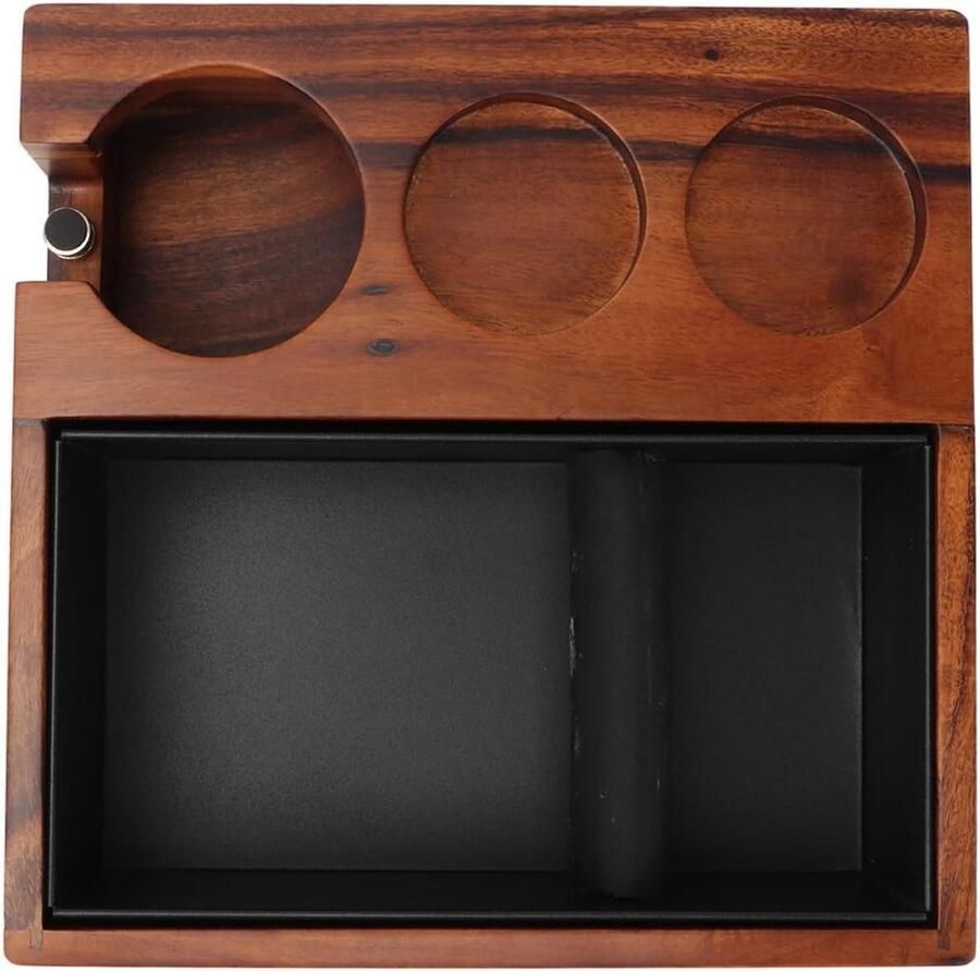 Koffieklopbox Koffiedik houder Koffiezetapparaat schoonmaken Antislipbasis stabiel 24x24cm Houtkleur