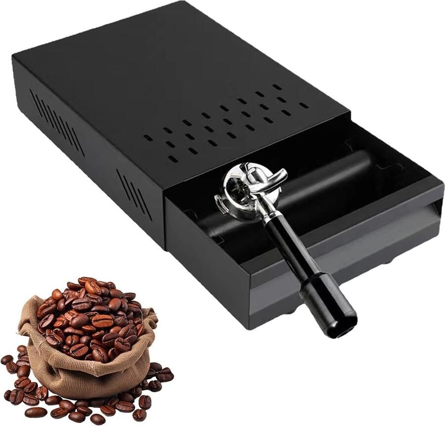 Koffieklopbox Roestvrijstalen Koffiemolenklopbox Lade Verdikte Espresso met Afneembare Klopstaaf voor Cafés Restaurants of Bars 28 x 18 x 6 3 cm (Zwart)