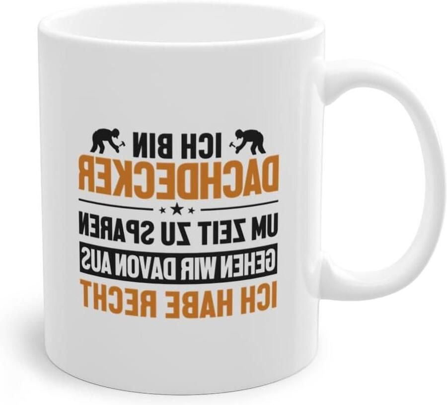 Koffiekop Dakdekker Specialist Beker Ochtendkoffie Genieten Dubbelzijdig Bedrukt 330 ml Wit