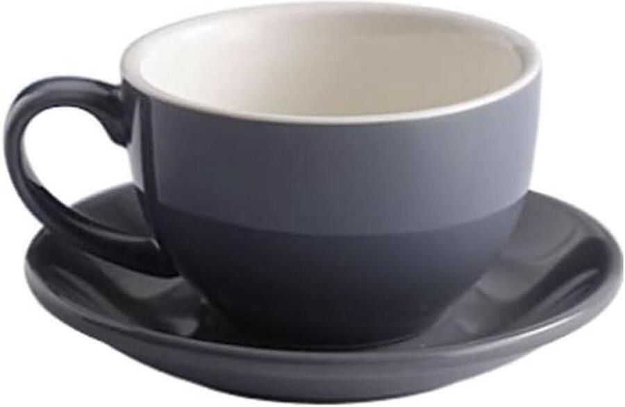 Koffiekop met schotel Cappuccino set Genieten van koffie Macaron gekleurd 350 ml Style4