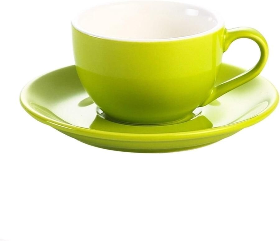 Koffiekop Schotelset Cappuccino Mokken Genieten van Koffie Glad Keramisch Oppervlak 150 ml Helder