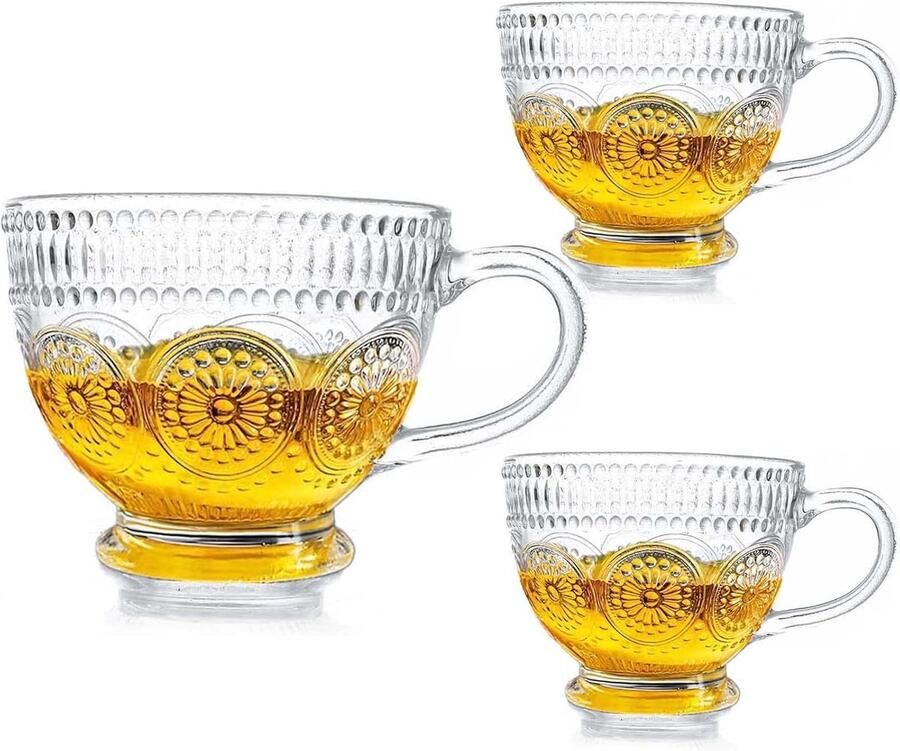 Koffiekopje glas cappuccinokopjes 400 ml koffiekopje latte glazen melkbeker sapbeker theekop met handvat porseleinen cappuccinokopje koffie melk theekop (2 transparant)