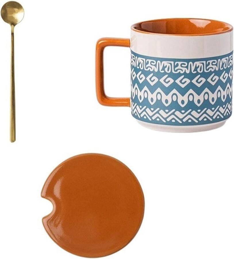 Koffiekopjes 450ML Grote mokken Ontbijt en drankjes Antieke berijpte afwerking 450ML Blauw
