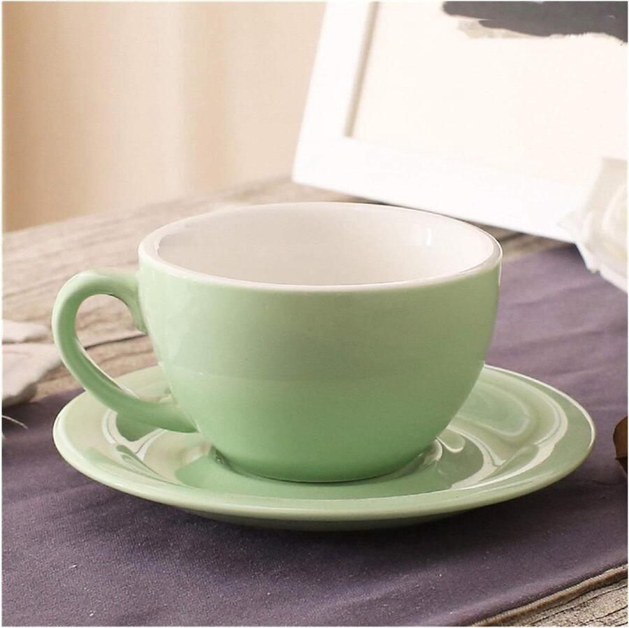 Koffiekopjes met schotel Espresso kopjes Genieten van koffie Brede mond ontwerp 200 ml Rood en Groen