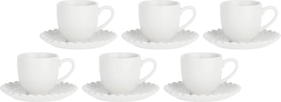 Koffiekopjes met schotel Espresso kopjes Momenten genieten Vaatwasser magnetron oven bestendig 85 ml capaciteit Wit