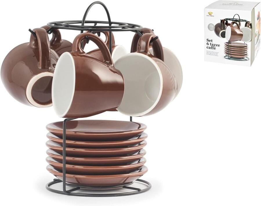 Koffiekopjes met Schoteltjes Espresso Kopjes Koffie Moment Vaatwasser Magnetronbestendig 90 ml Capaciteit Bruin
