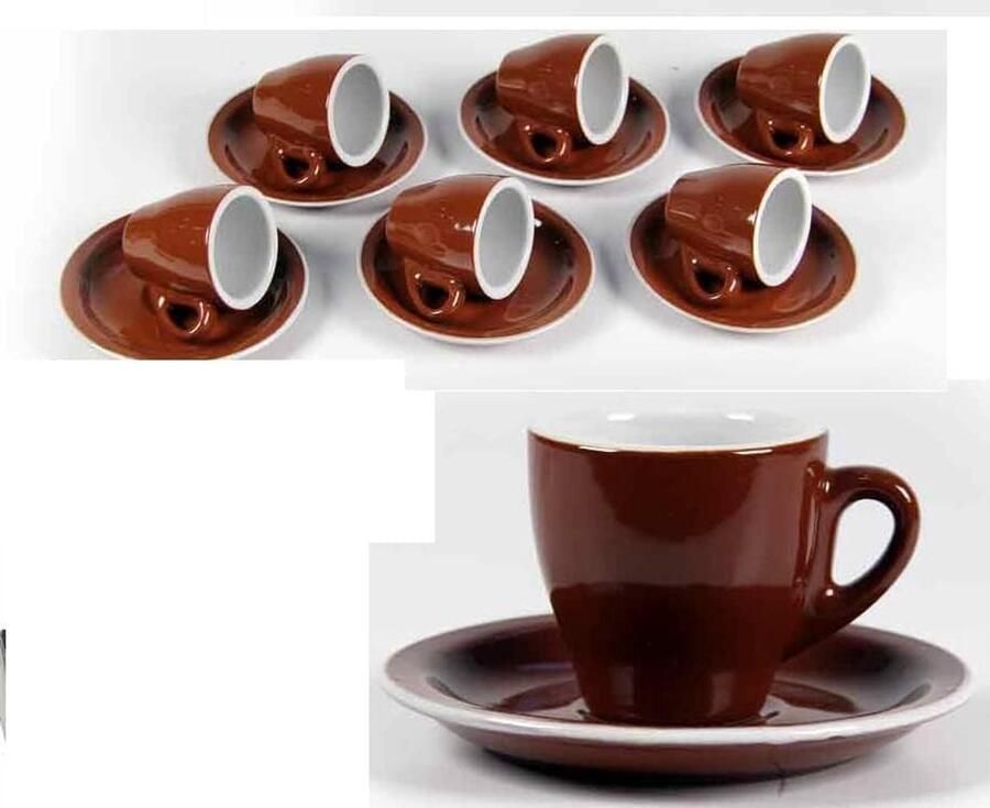 Koffiekopjes met schoteltjes Espresso kopjes Warme dranken Zwaar gebruik 6 stuks Bruin