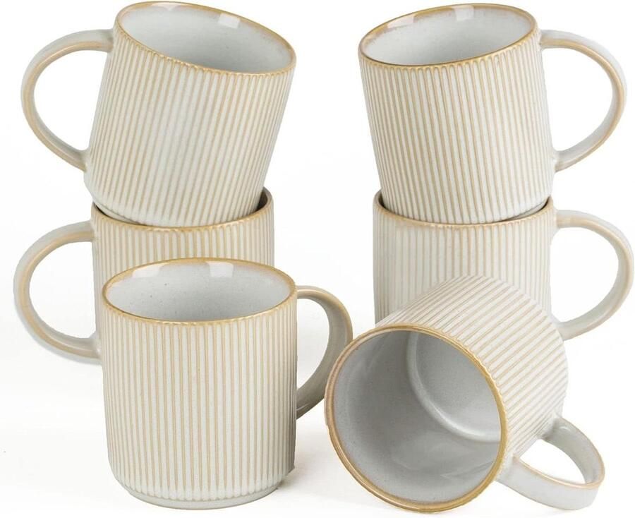 Koffiekopjes Set Dienbladen Mokken Warme Dranken Vaatwasserbestendig 6 Stuks 355ml Cappuccino Wit