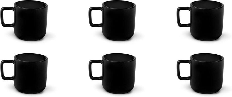 Koffiekopjes Set Espresso Kopjes Koude Warme Dranken Mat Keramiek Design 80 ml Inhoud Zwart