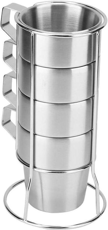 Koffiekopjes Set Espresso mokken Genieten van koffie Dubbelwandige isolatie Set van 4 Zilver