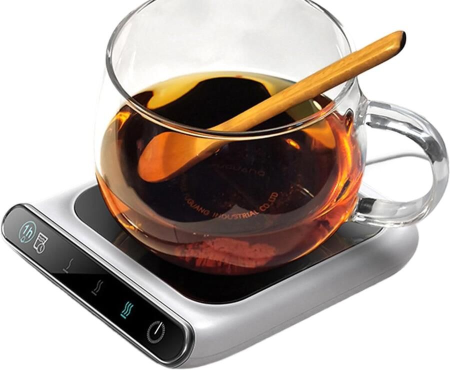 Koffiekopjeswarmer Verwarmd 13 2 x 11 8 x 2 cm onderzetter van ABS PC en siliconen elektrische drankverwarmer met drie temperatuurregelingen bekerwarmer voor thuis wit
