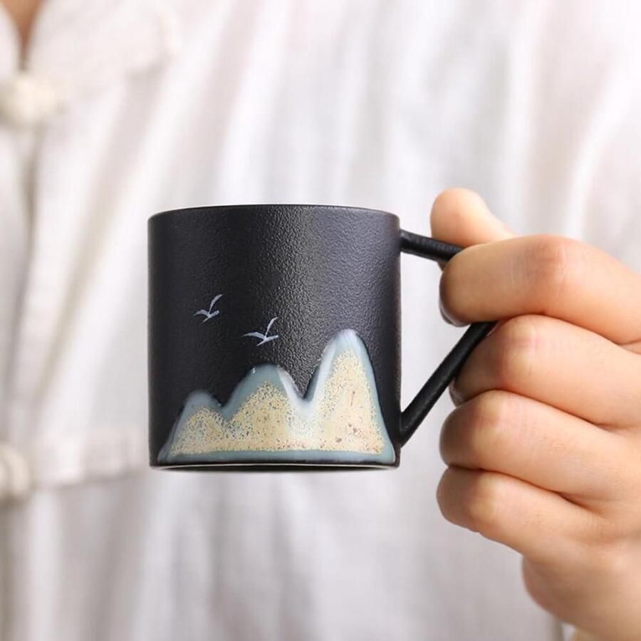 Koffiekoppen en schotels Espresso mokjes Genieten van koffie Keramisch aardewerk 75 ml Naturel