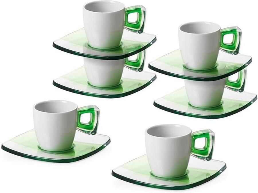 Koffiekoppen Set Espresso Kopjes Koffie Serveren Porselein Acryl Combinatie 30 ml Groen