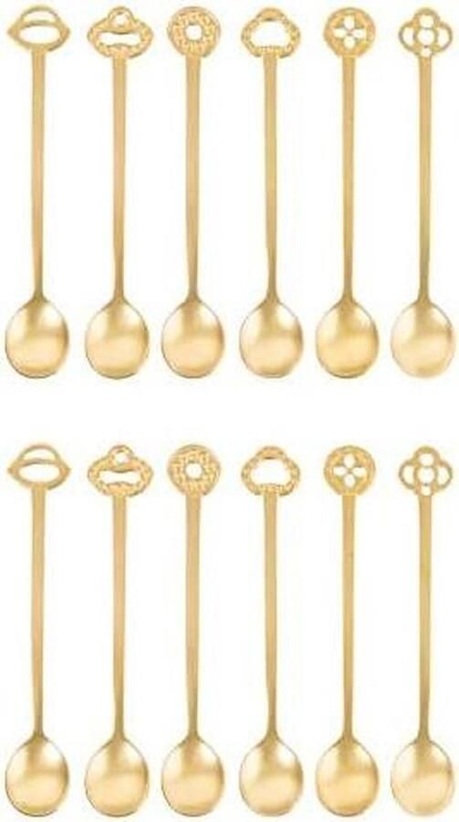 Koffielepels Set Dessertlepels Feestelijk Gebruik Italiaans Design 12 Stuks Goud