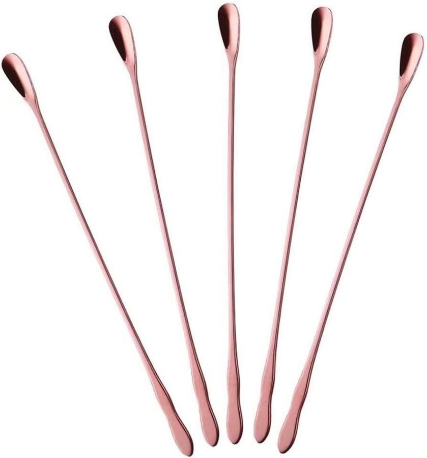 Koffielepels Set Dessertlepels Theelepels Drankjes Roeren Lange Gekroonde Handgreep 26 cm Roségoud