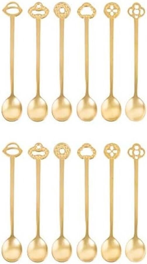 Koffielepels Set Theelepels Dessertlepels Feestelijke Gelegenheden Italiaans Design 12 stuks Goud