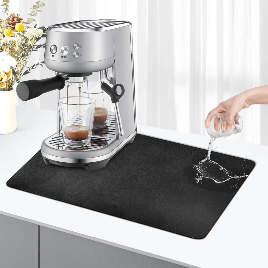 Koffiemachine Afvoermat 30x60cm afvoermat voor servies zuigende drooggematte onderlaag voor koffiemachine zwart
