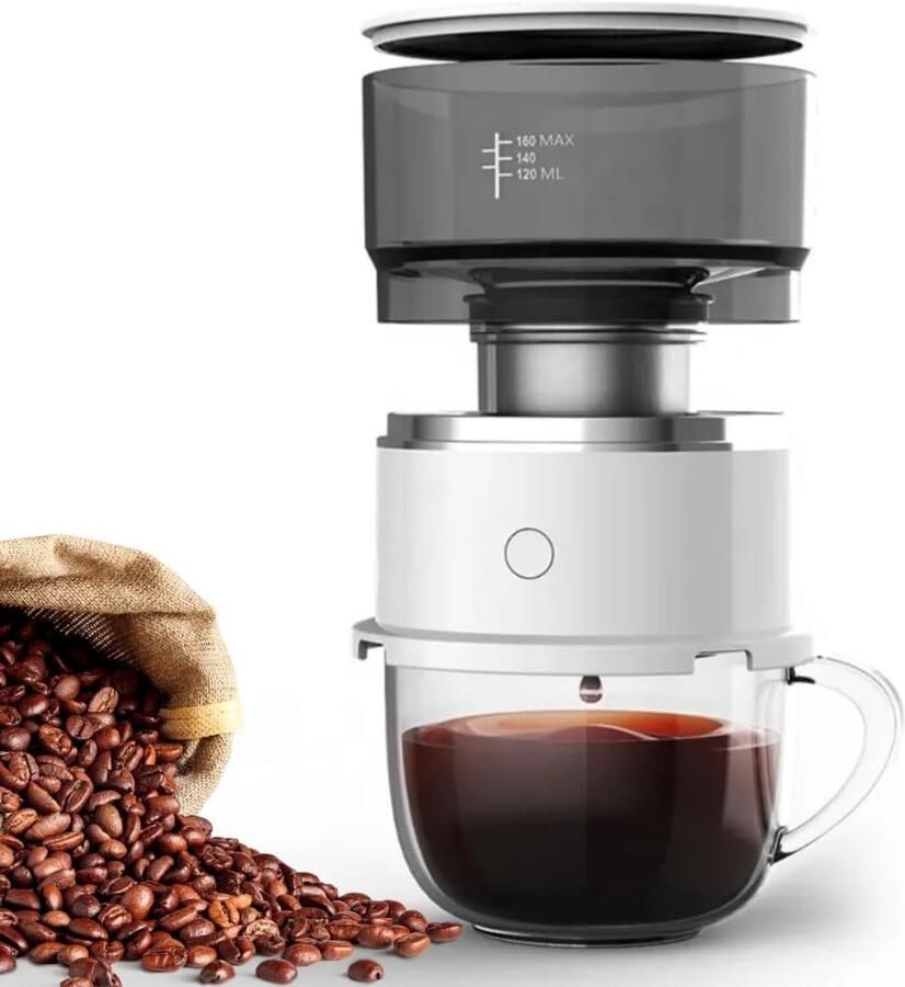Koffiemachine Automatisch zetten en druppelen anti-verbranding automatische drukontlasting Werkt op batterijen -mini en draagbaar 10*10*10 15 cm -geeft een handgemaakte uitstraling geschikt voor gebruik op kantoor buiten en op de camping