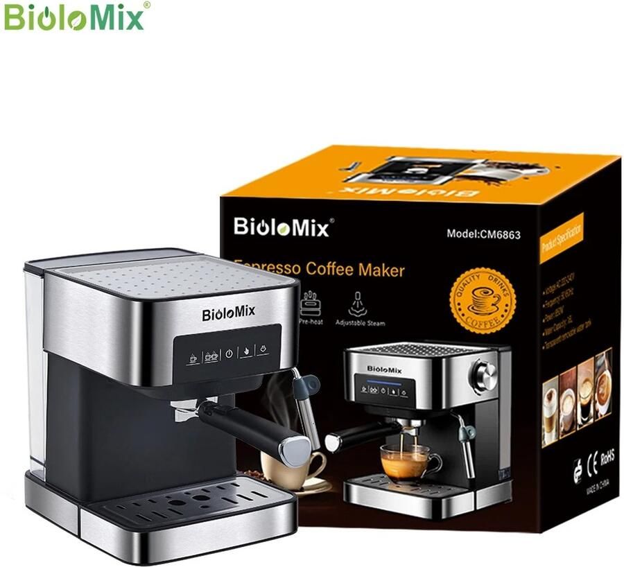 Silvercrest Kitchen Tools Silvercrest Koffiemachine Barista Koffiezetapparaat Gemalen koffie Melkopschuimer -Cappuccino Latte macchiato 20 Bar Roestvrij Warmhoudplaat 1 6 L