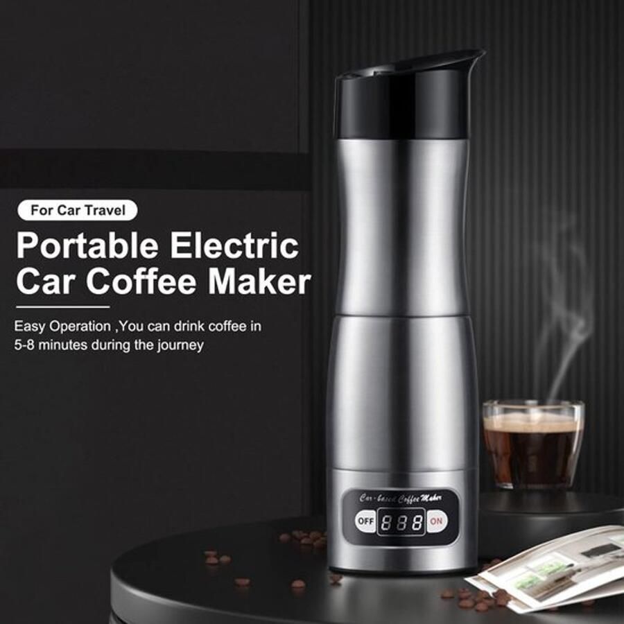 Koffiemachine Draagbaar Autokoffiemachine 12 24V Roestvrij Staal Capaciteit 150 ml Verwarmingstijd 5-8 minuten Inclusief Bekerhouder Espresso Maker