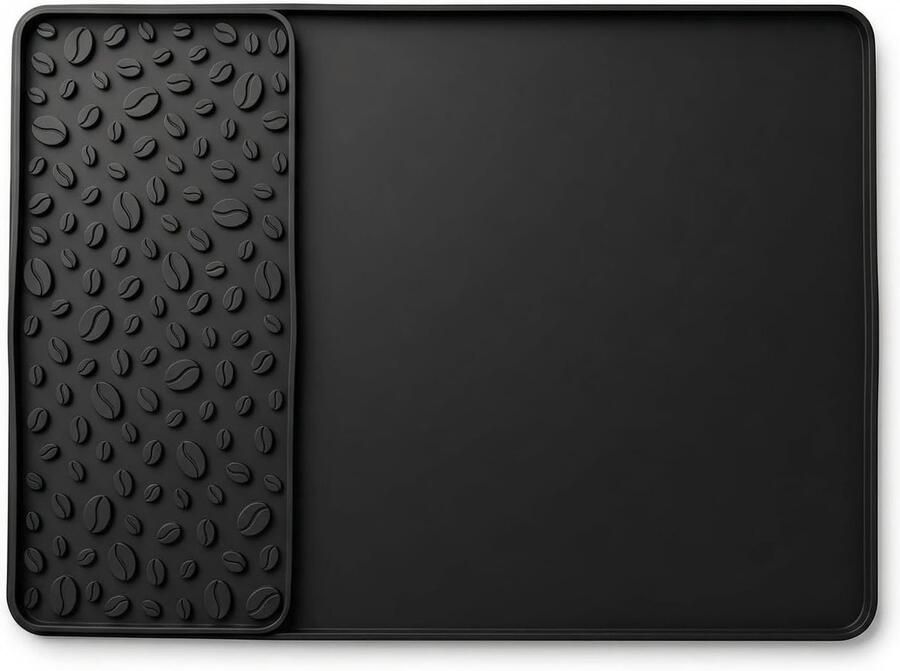 Koffiemachine mat en koffiestampermat sneldrogende siliconen droogmat voor aanrecht zwart 40 x 60 cm ideaal voor koffiemachines en keukenwerkbladen