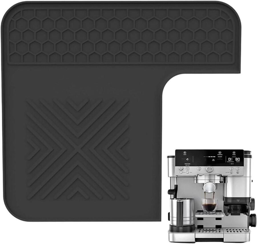 Koffiemachine Mat Keuken Accessoire Werkblad Beschermen Verhoogde Wrijving 23 x 23 cm Zwart