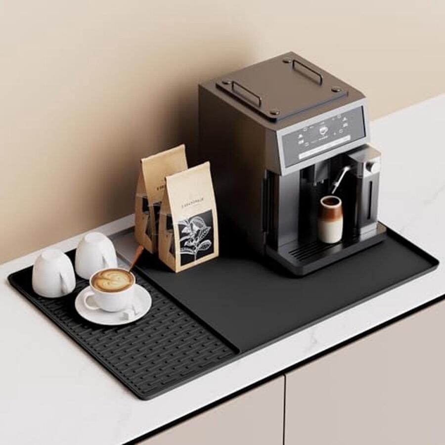 Koffiemachine Mat Koffiemat Keukenblad Beschermen Opstaande Randen 40x60cm Zwart