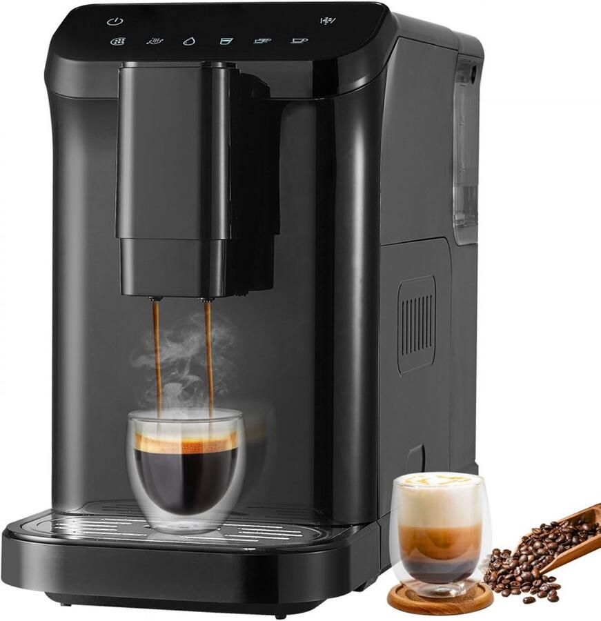 Koffiemachine met bonen Volautomatische espressomachine Ingebouwde Bonenmaler 15 Bar Pompdruk 15 Maalstanden 1 5 L Watertank 180 g Bonenreservoir