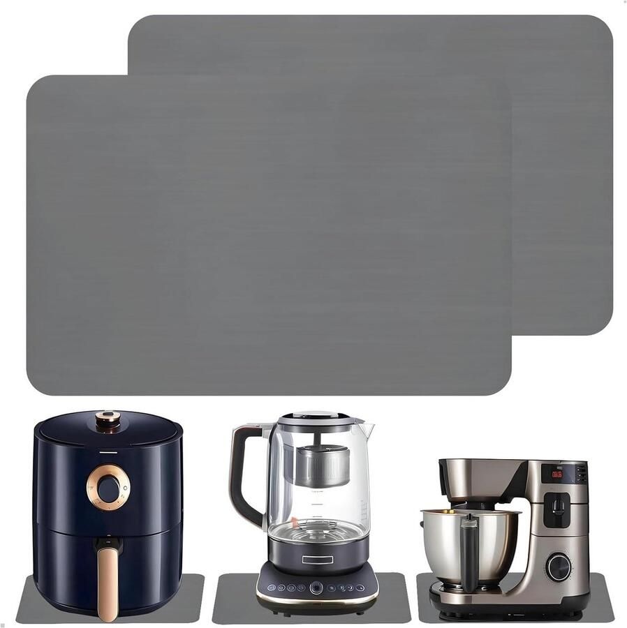 Koffiemachine onderlegger Siliconen mat Keuken beschermen Antislip en waterdicht 2 stuks 30x40 cm Donkergrijs