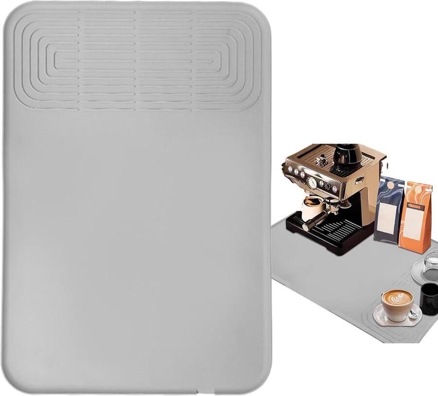 Koffiemachine Onderzetter Keukenmat Werkblad Beschermen Verhoogde Rand 60 x 40 cm Grijs - Foto 1