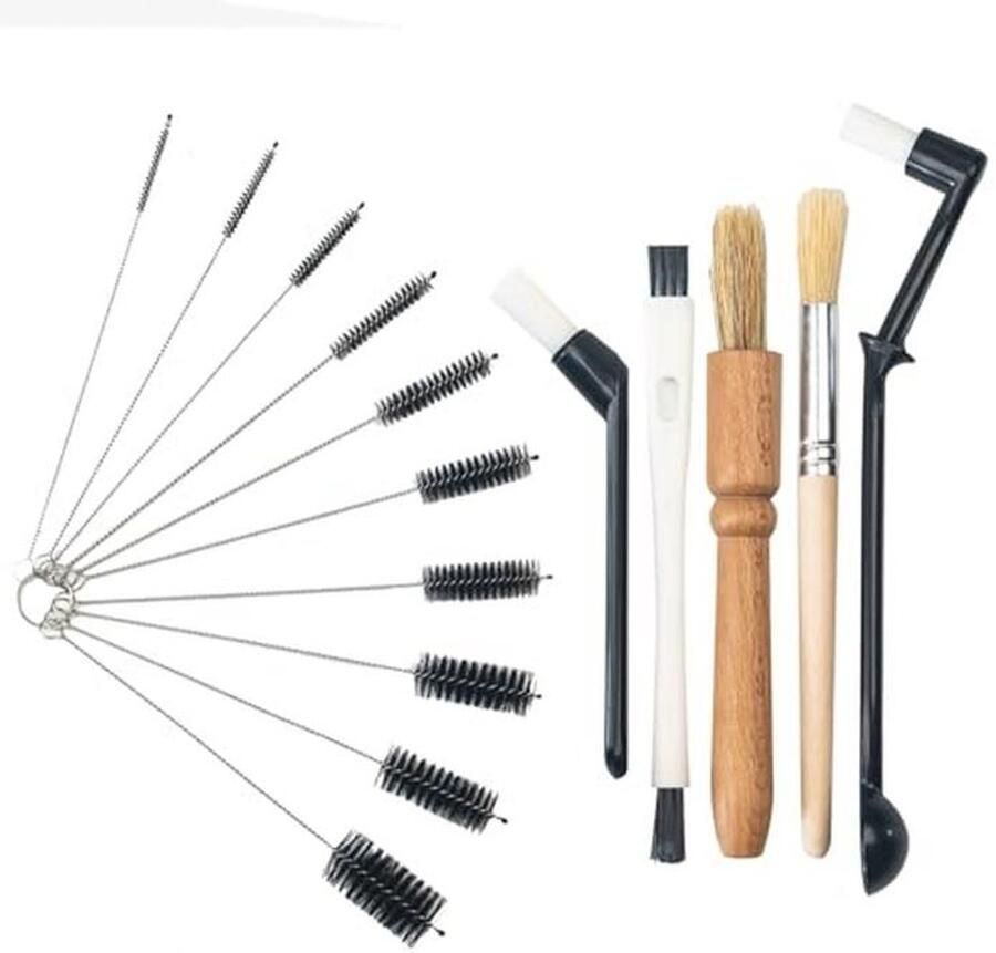 Koffiemachine Reinigingsborstel Set met Houten Handvat 15 Stuks
