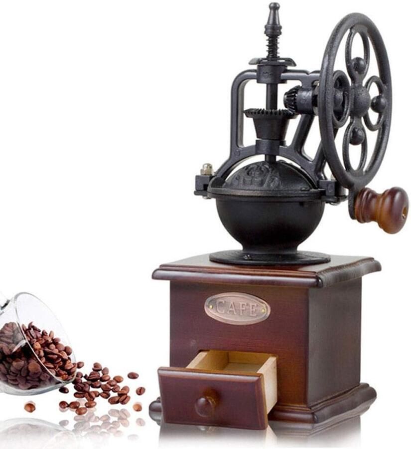 Koffiemachine-retro stijl hout handslijpen-handmatige kruk-krabber wiel vorm-25 * 11 5 cm