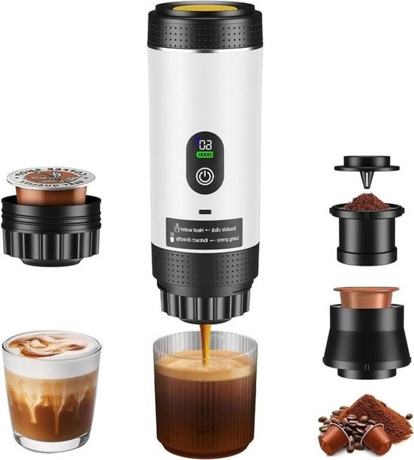 Koffiemachine voor één kop Apparaat voor koffiezetten Koffie van verse bonen Ruimtebesparend ontwerp Eén enkele portie Zwarte uitvoering