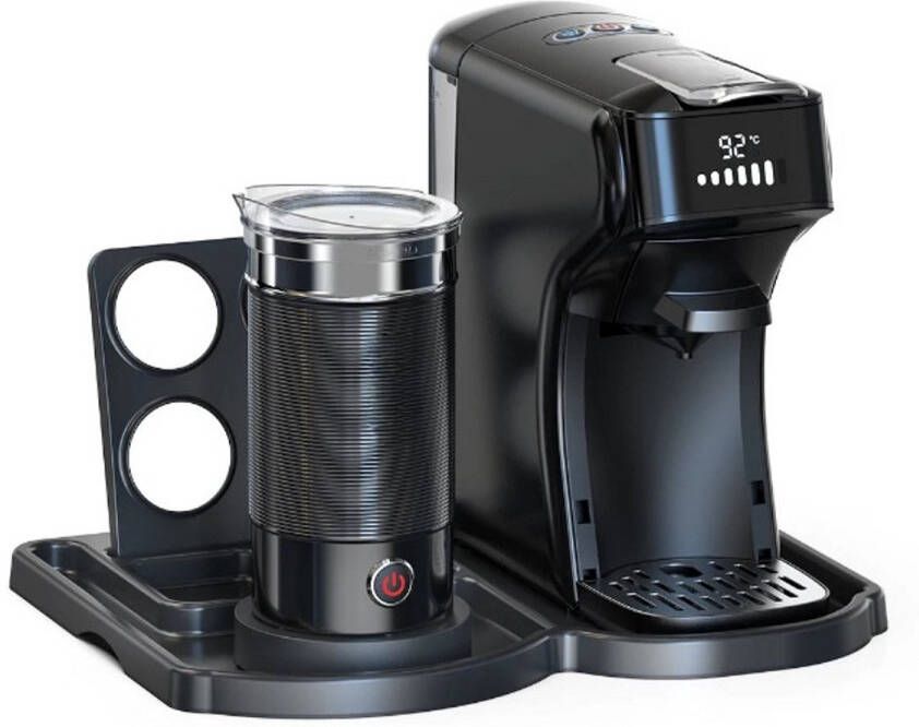 Koffiemachines 6-in-1 Capsule Koffiemachine met Dienblad – Voor Heet & Koud – Espresso Cappuccino Dolce Gusto Nespresso – Koffiezetapparaat Zwart