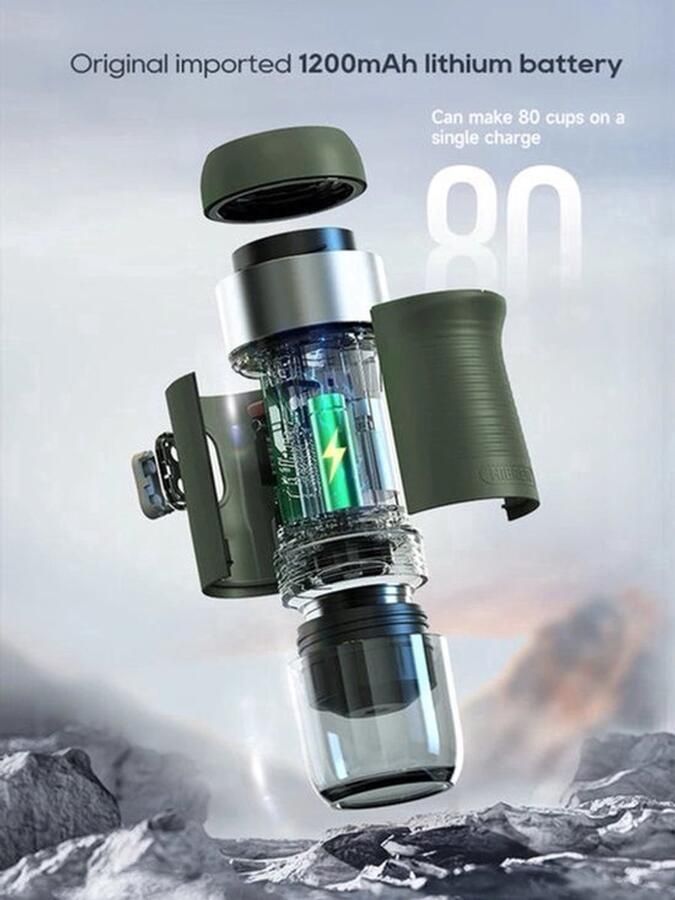 Koffiemachines Koffiezetapparaat Draagbare & Draadloze Espresso Machine – Goed voor Auto & Camping – Geschikt voor Nespresso & Dolce Gusto Capsules Groen - Foto 2