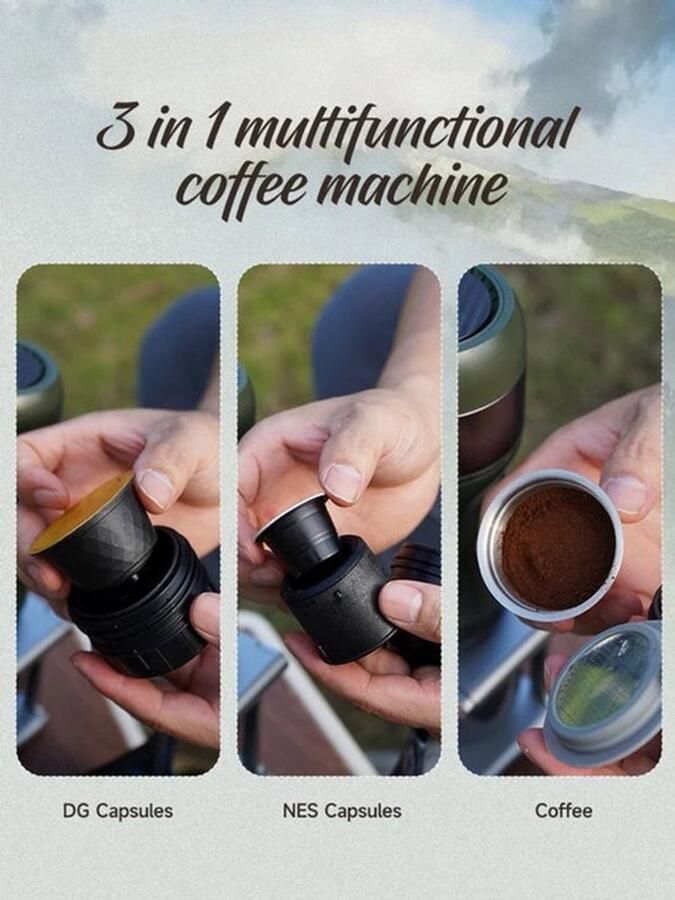 Koffiemachines Koffiezetapparaat Draagbare & Draadloze Espresso Machine – Goed voor Auto & Camping – Geschikt voor Nespresso & Dolce Gusto Capsules Groen