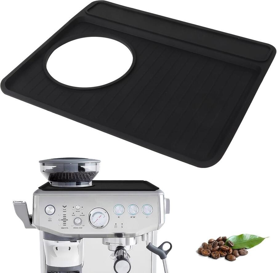 Koffiemat Espresso Mat Barista Werkplek Naadloze Pasvorm 235 x 280 mm Zwart