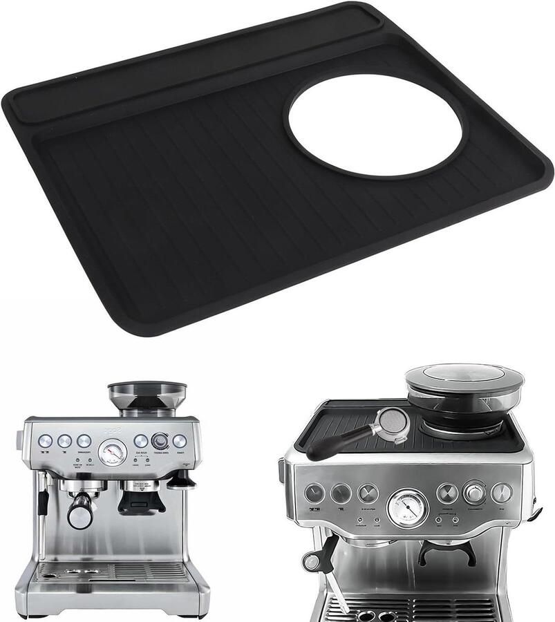 Koffiemat Espresso onderlegger Barista thuis Anti-slip siliconen 235 x 280 mm Zwart