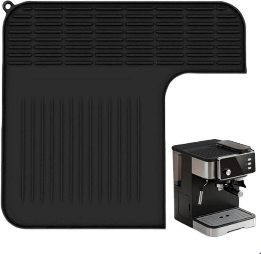 Koffiemat Espresso Station Koffie Bereiden Hittebestendig Antislip 32 x 30 cm Zwart