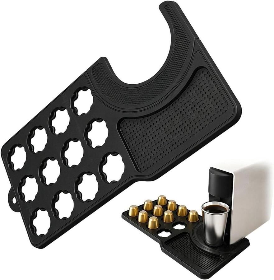 Koffiemat Opslag Organisator Koffiezetapparaat Netheid Met 12 compartimenten 42x21 cm Zwart