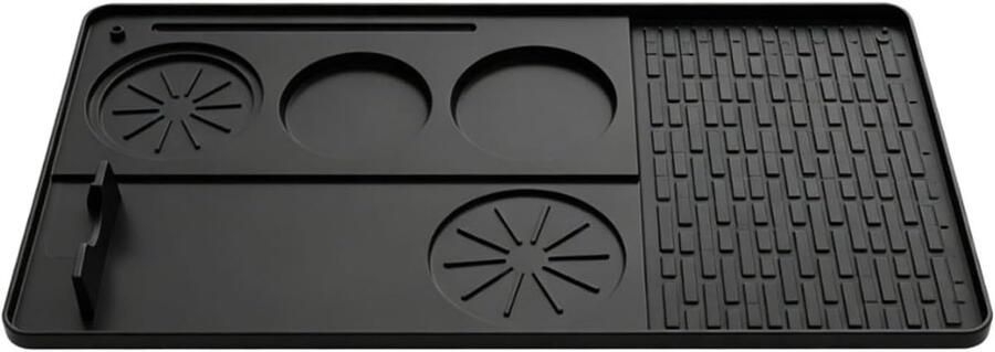 Koffiemat Set Barista Mat Espresso Bereiden Modulair 2-in-1 58 x 39 cm Zwart