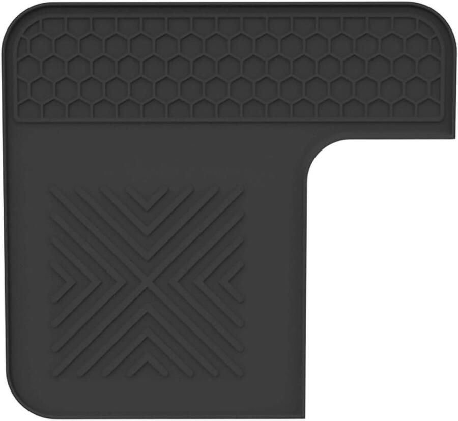 Koffiemat Siliconen Antislipmat Koffiezetapparaat Keuken Beschermen Stoombestendig 30 x 28 cm Zwart