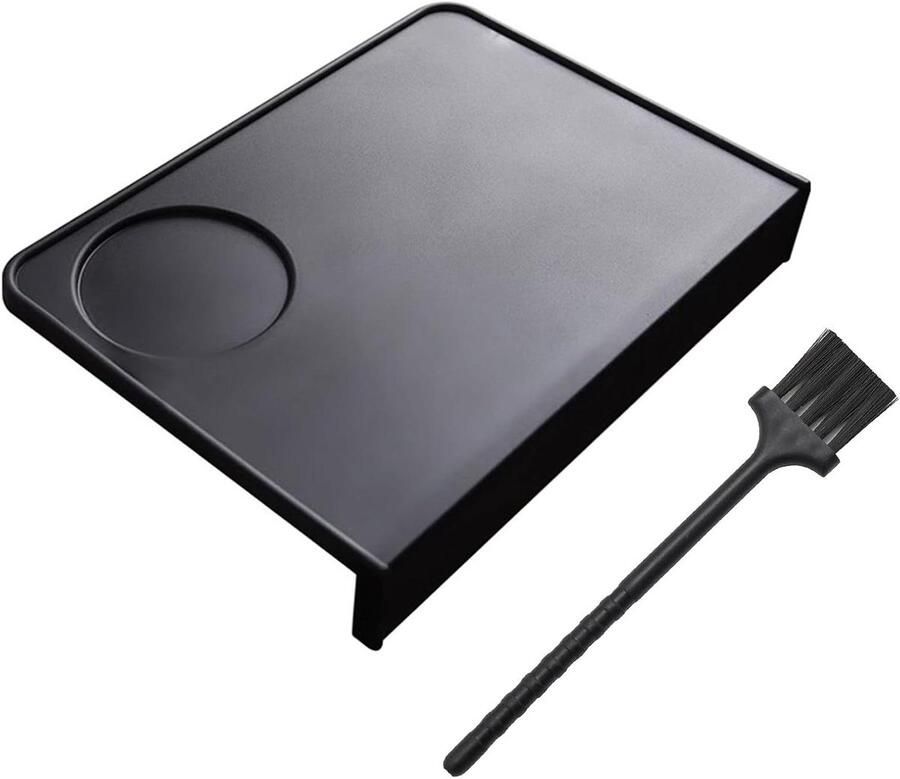 Koffiemat Tamper Pad Espresso Bereiden Hoek Ontwerp 19.8 x 14.5 cm Zwart