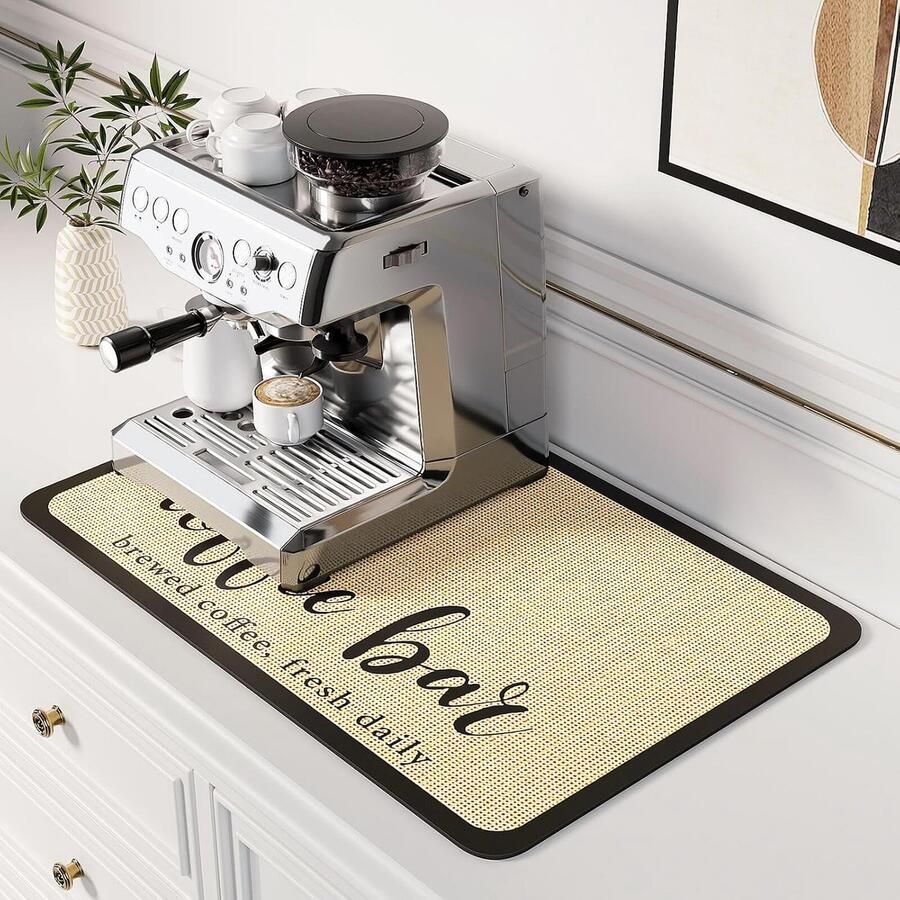 Koffiemat voor koffiebar absorbeert en verbergt vlekken droogmat met waterdichte rubberen achterkant past onder koffiezetapparaat pot espressomachine accessoires voor koffiebar 40 x 61 cm