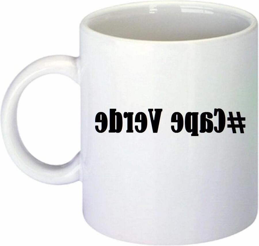 Koffiemok Cape Verde Theemok Mok Ochtendkoffie Drinken Hashtag Opdruk 95 cm Hoog Wit