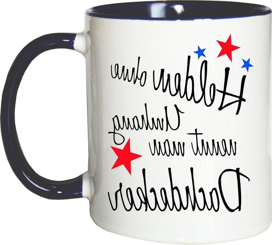 Koffiemok Dakdekker Beker Mok Koffie Drinken Vaatwasmachinebestendig 330 ml Wit-Blauw