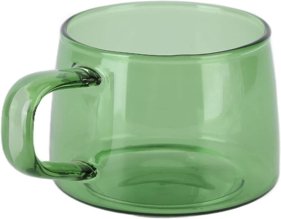 Koffiemok Duurzame Hoge Borosilicaatbeker voor Koffiemelkmelk 250 Ml Transparante Beker voor Thuiskantoor Keuken (GREEN)