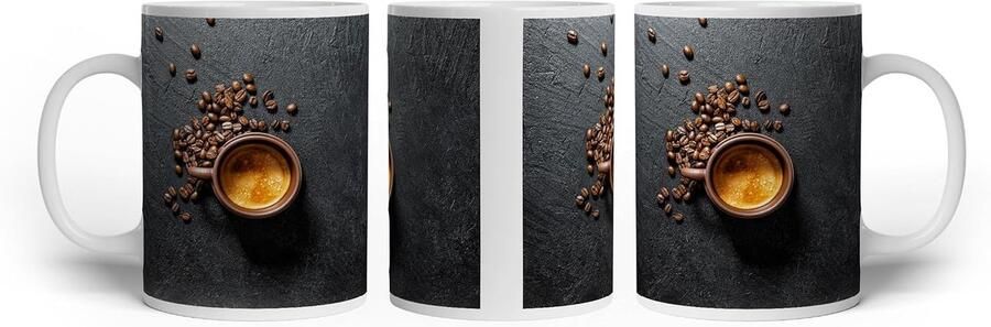 Koffiemok Espressokop Koffiekopje Ochtendkoffie Genieten Krasbestendige Print 300 ml Wit