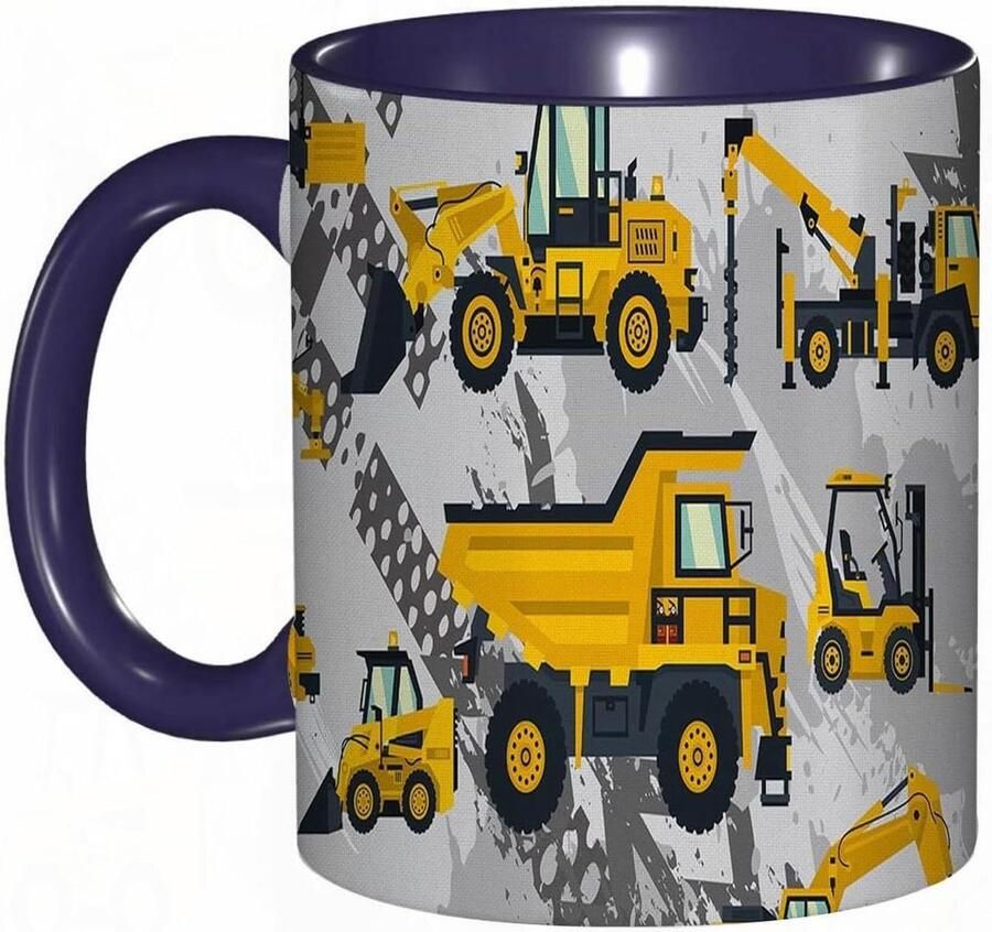 Koffiemok Graafmachine Theekop Cartoon Koffie Drinken Graafmachine Print 315 ml Geel Grijs