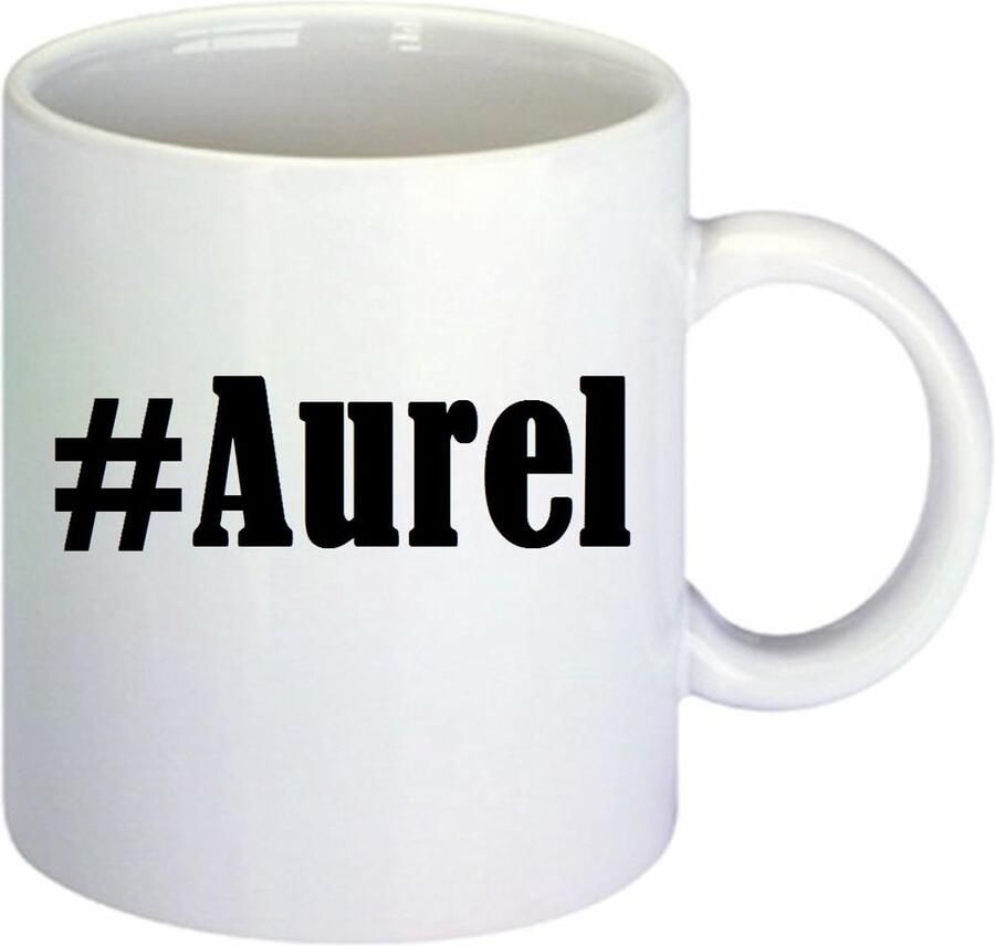 Koffiemok Hashtag Aurel Theemok Mok Koffie Drinken Bedrukte Mok 95 cm hoogte Wit